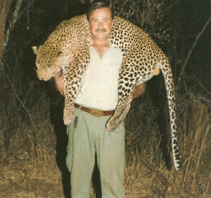 Bob kern, the world's leading international hunting consultant, with a leopard
