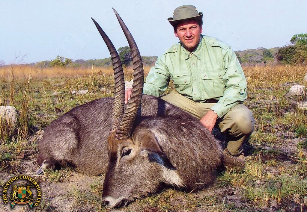 Photo of our client Crawshay Defassa Waterbuck Hunting in Zambia