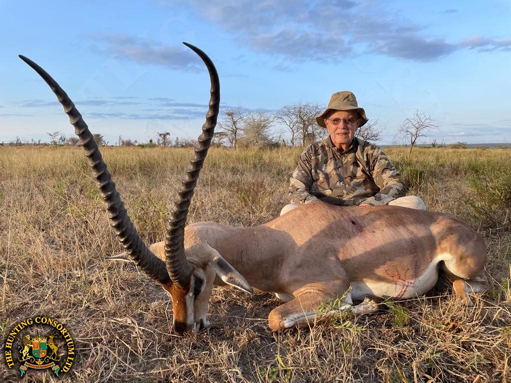 Photo of our client with his Grant Gazelle Hunting in Tanzania Grants Gazelle Hunts in Tanzania. Grants Gazelle Hunting