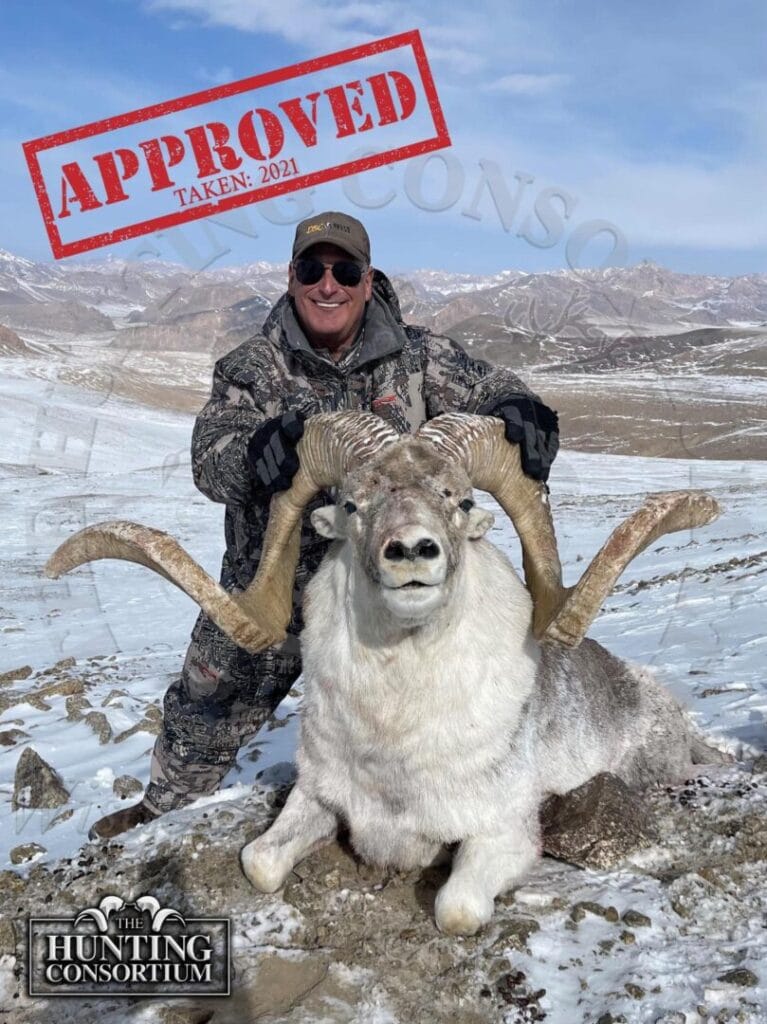 Our hunter Scott with his Marco Polo Sheep Hunt Trophy taken in 2021. He received his Marco Polo Sheep Import Permit.